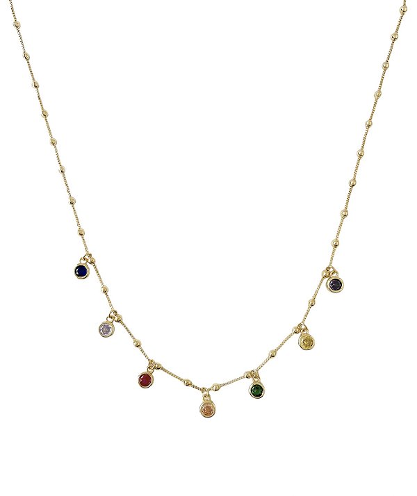 Choker Bolinha e Pedrinhas Coloridas