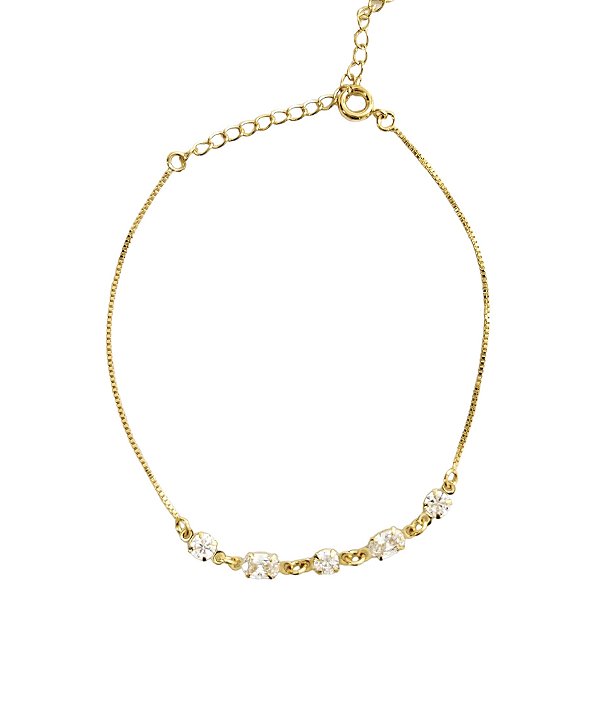Pulseira Folheada Zircônias Redonda e Oval