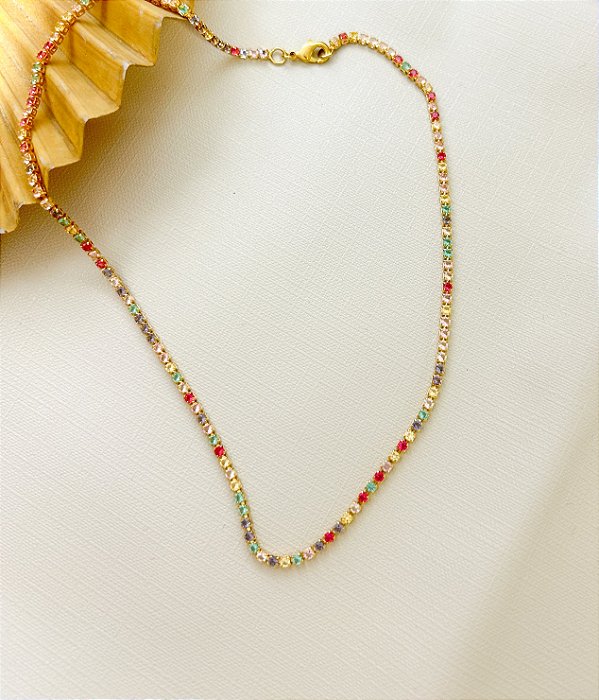 Choker Folheado Riviera Colorida 2mm