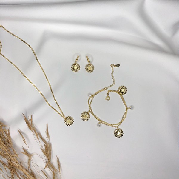 Conjunto Folheado Girassol