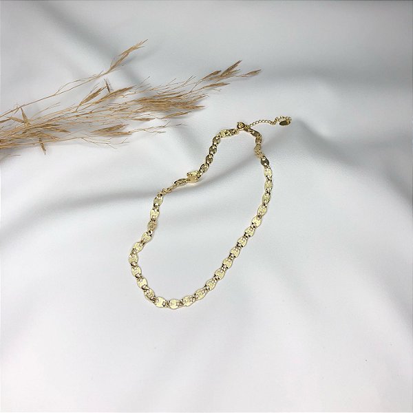 Choker Folheado Piastrine com Detalhes