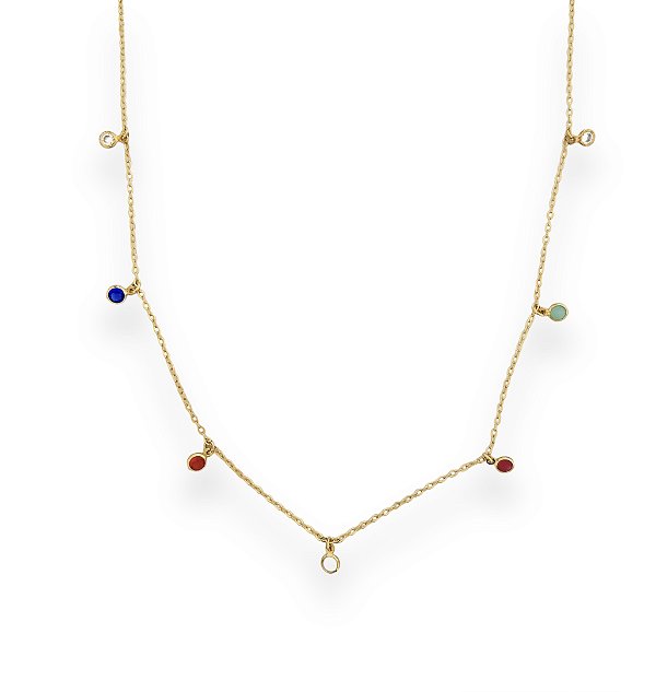 Choker Folheado com Zircônias Coloridas