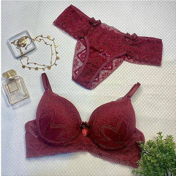 Conjunto Sutiã Cropped Tiras Horizontais e Calcinha | Amore Mio Bolsa