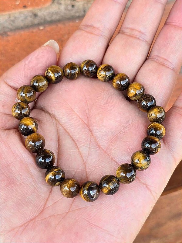 Pulseira de Olho de Tigre de Esfera