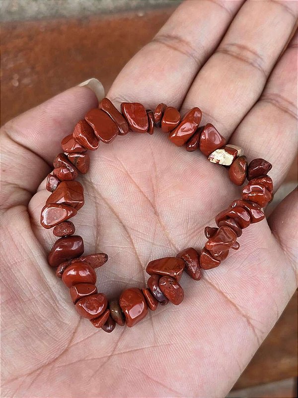 Pulseira de Jaspe Vermelho Cascalho (Pedra de Santa Sara Kali)