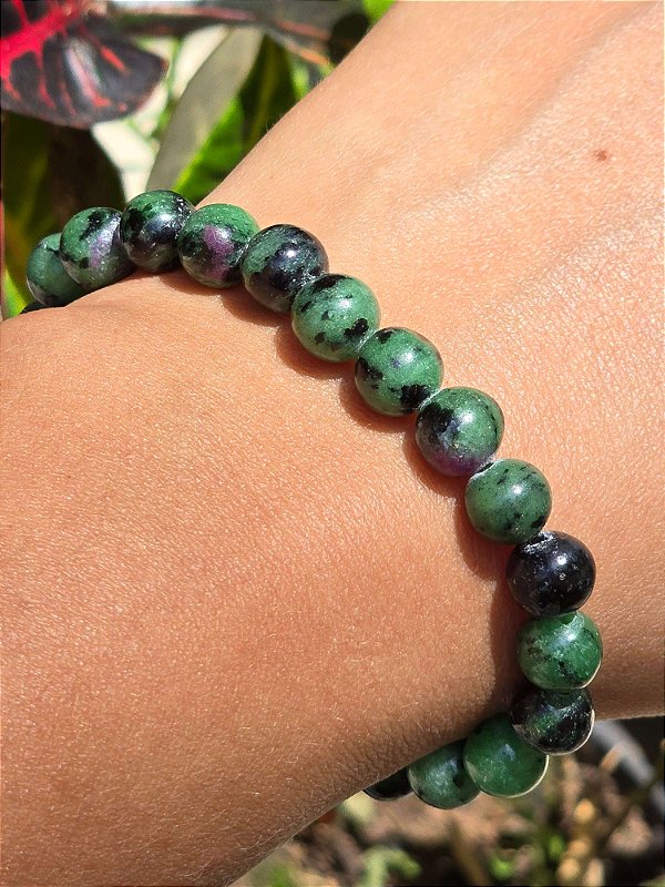 Pulseira de Zoisita com Rubi Esferas