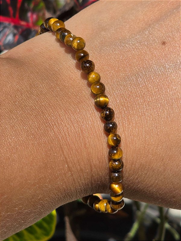 Pulseira de Olho de Tigre - 4mm - Esferas