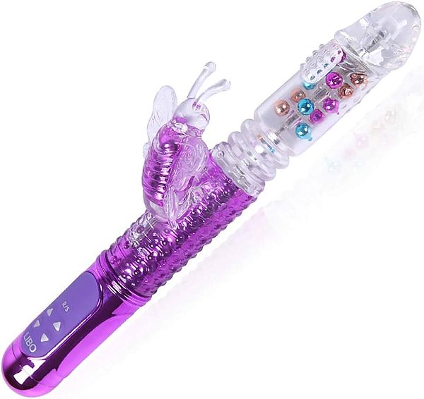 Vibrador Vai e Vem com Estimulo de Clitóris Recarregável