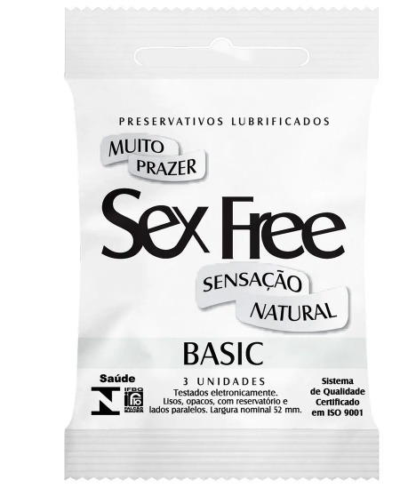 Preservativos lubrificados basic sensação natural com 3 unidades - sex free