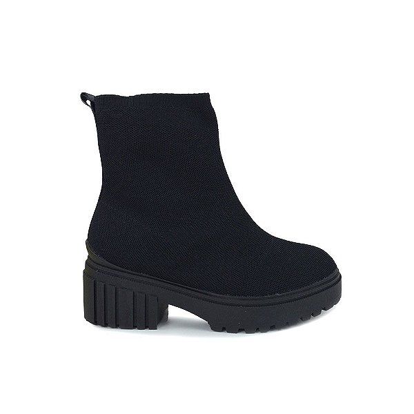 Bota Feminino Petite Jolie CB Knit J-lastic Preto PJ6191