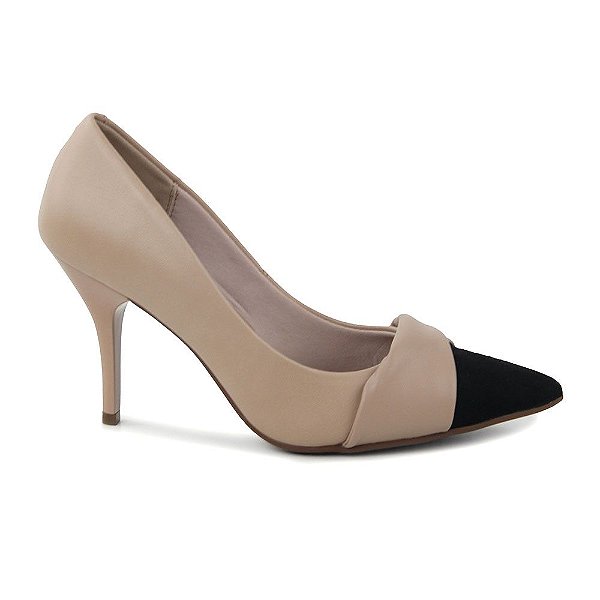 Sapato Feminino Beira Rio Bege Preto - 4122