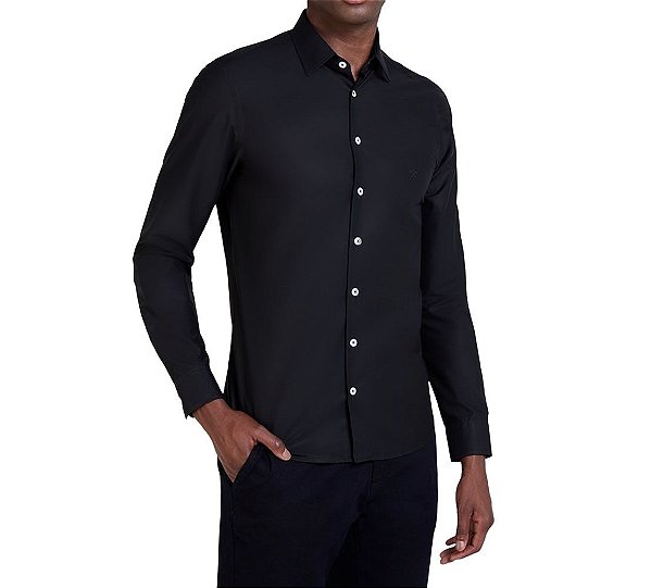 Camisa Masculina Dudalina ML Slim Preta - 5301