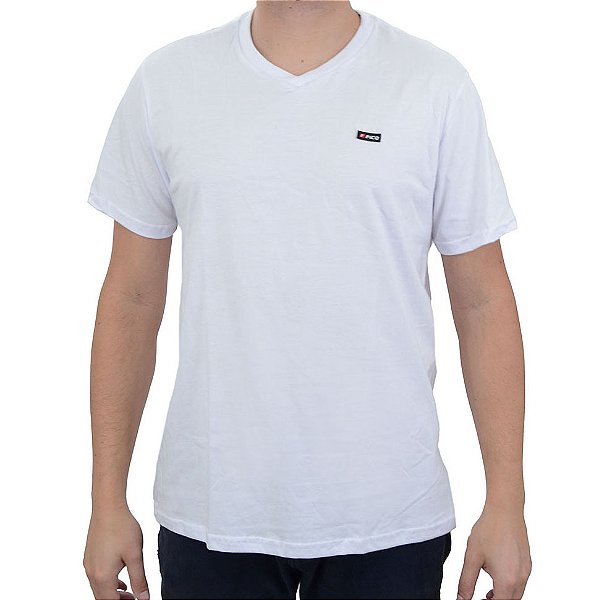 Camiseta Masculina Fico Gola V Branca - 00842