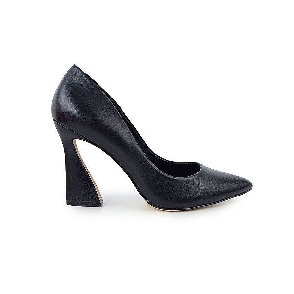 Sapato Feminino Carrano Scarpin Mestiço Couro Preto - 391008