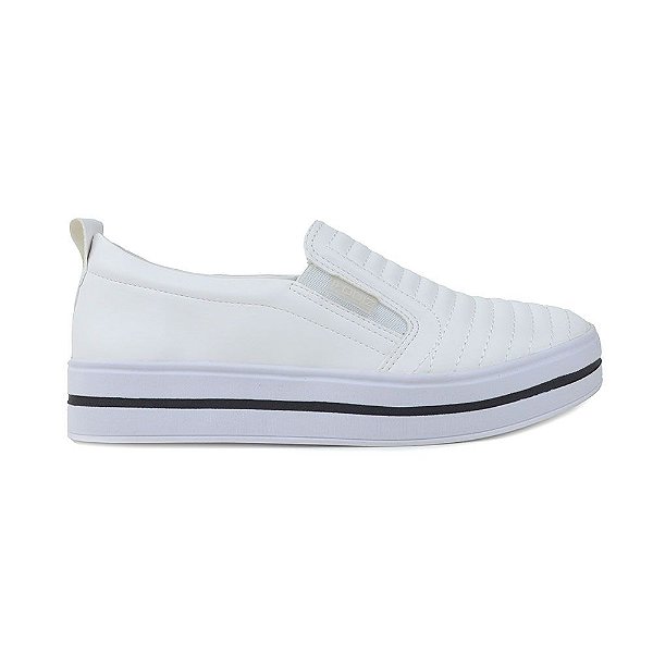 Tenis Quiz 65-1791-04 Slip On Calce Fácil Feminino Branco