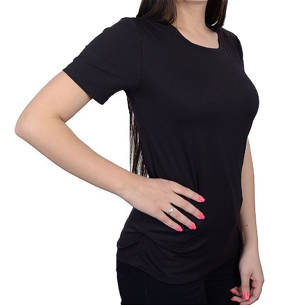 Camiseta Feminina Basico.Com Soft Modal Preto - 102101 - Estrela Mix - Uma  Loja Completa