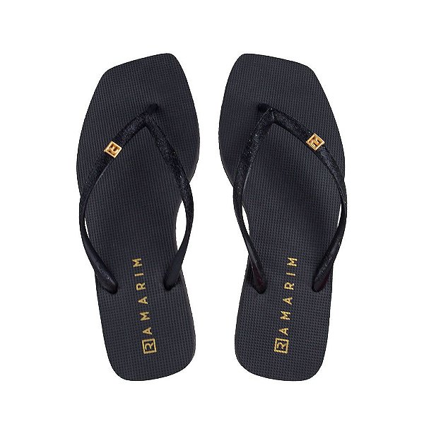 Chinelo Feminino Ramarim Glitter Preto Dourado - 221233