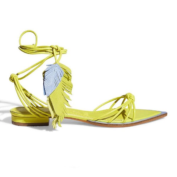 Sandália Feminina Santa Lolla Couro Soft Verde Limão - 0627
