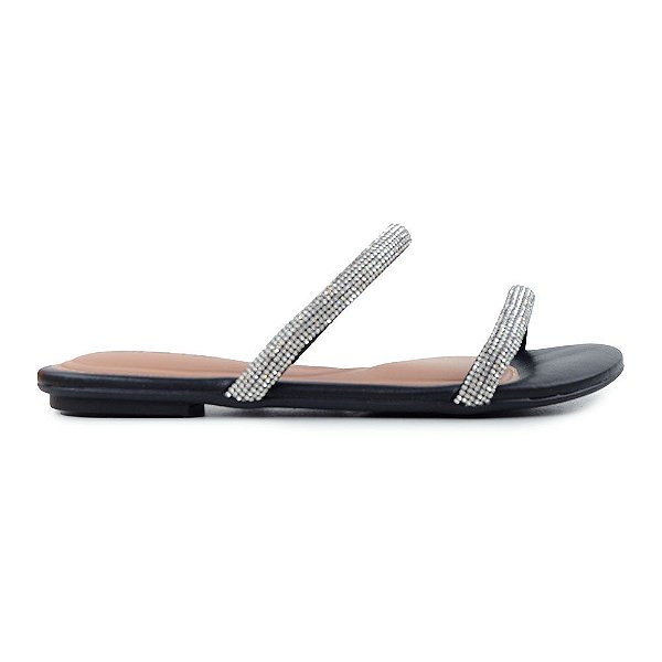 Chinelo Feminino Beira Rio Rasteira Cristal Preto - 8384