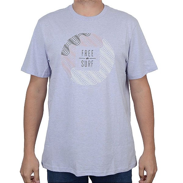 Camiseta Masculina Freesurf MC Lines Lilás Mescla - 110405