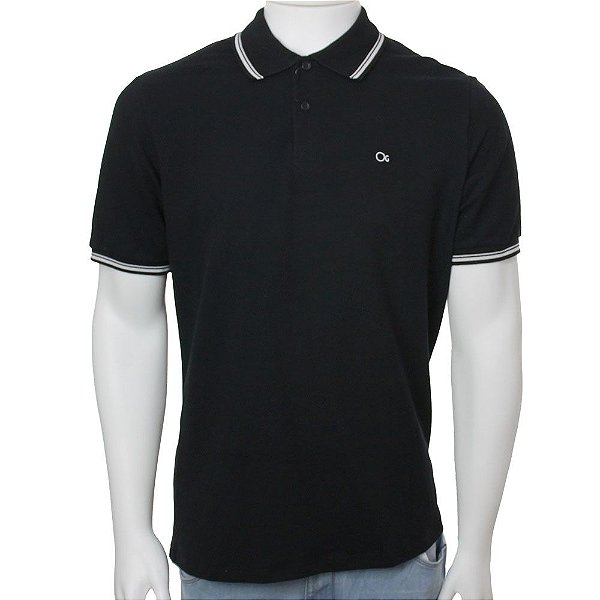 Camisa Polo Masculina Ogochi MC Essencial Slim Preta - 0070