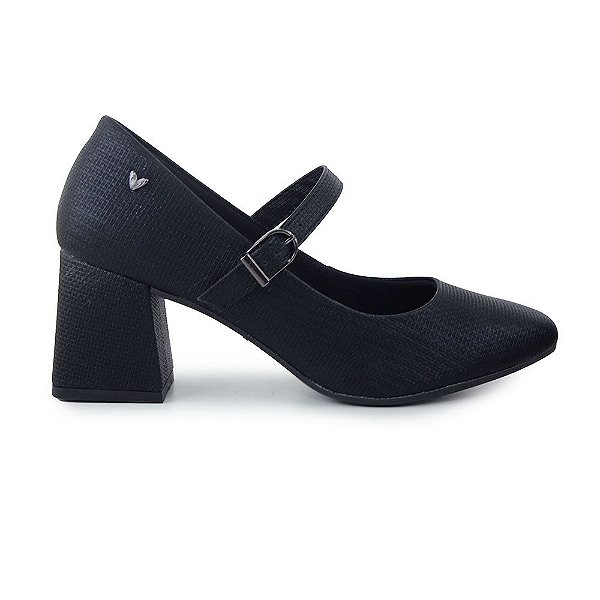 Sapato Feminino Mississipi Scarpin Salto Bloco Preto - Q7792