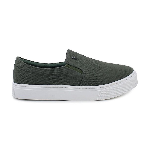 Tênis Feminino Slip On Santa Lolla Lona Verde Militar-1AC11E