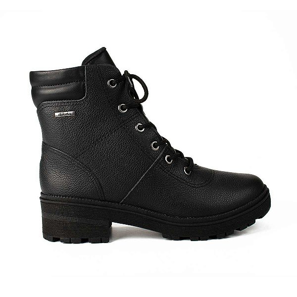 Bota Feminina Dakota Coturno Couro Preta - G5681