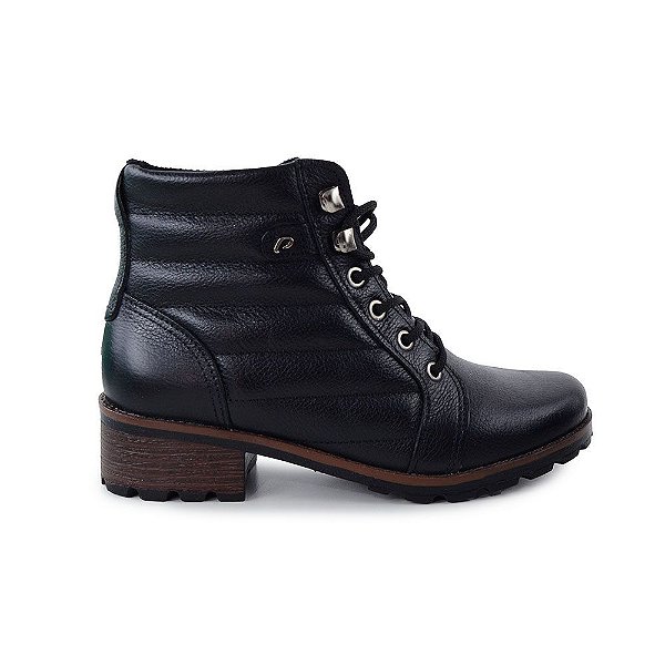 Bota Feminina Pegada Coturno Burnished Preta - 281413