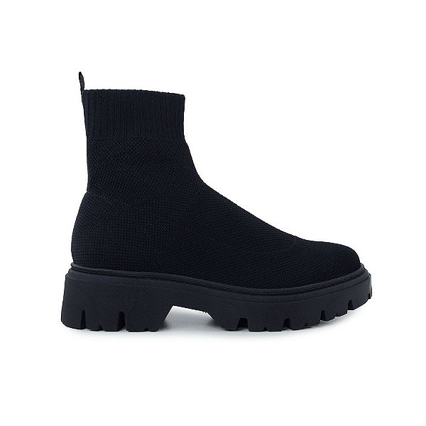 Bota Feminina Ana Capri Cano Baixo Knit Preta - C30463