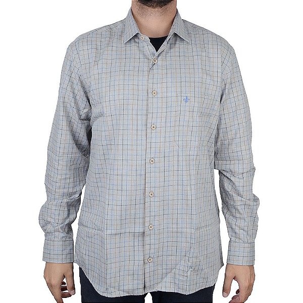 Camisa Masculina Dudalina Comfort Plus Size Cinza - 530423