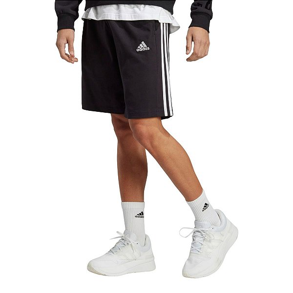 Shorts Masculino Adidas Essentials 3 Stripes Preto - IC9382