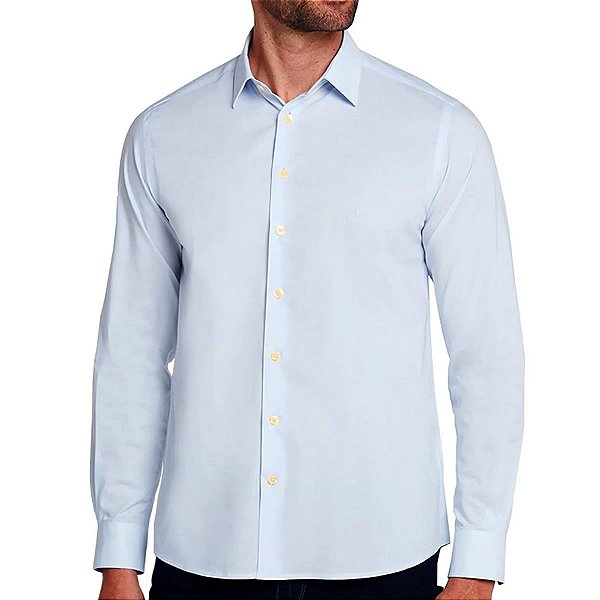 Camisa Dudalina Masculina Slim Tricoline Stretch Lisa Azul Claro - 530105 -  Estrela Mix - Uma Loja Completa