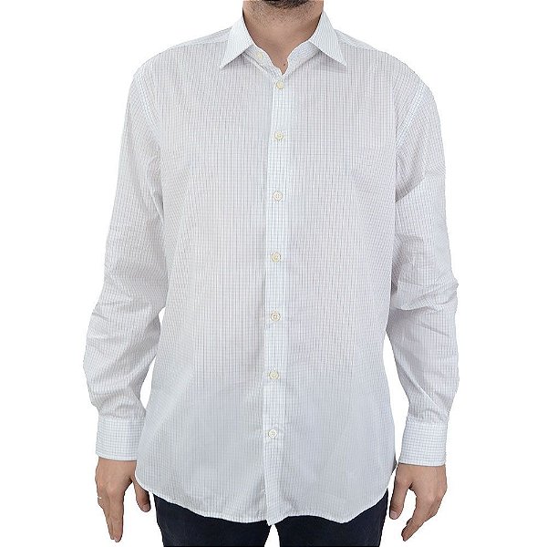 Camisa Masculina Dudalina ML Comfort Fit Xadrez Branca 53042