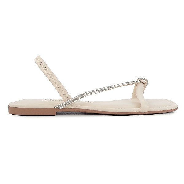 Sandália Feminina Dakota Rasteira Strass Bege - Y6511