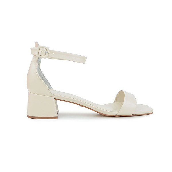 Sandália Feminina Carrano Bloco Baixo Off White Lait - 1553