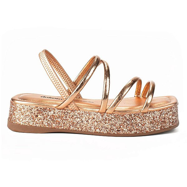 Sandália Feminina Dakota Flatform Metalizada Rosê - Y6571