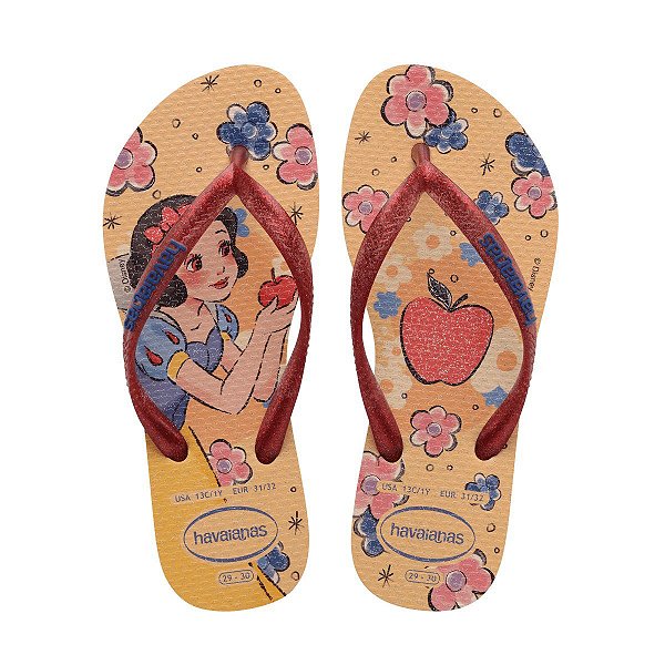 Chinelo Infantil Havaianas Kids Slim Princess Amarelo - 4123 - Estrela Mix  - Uma Loja Completa