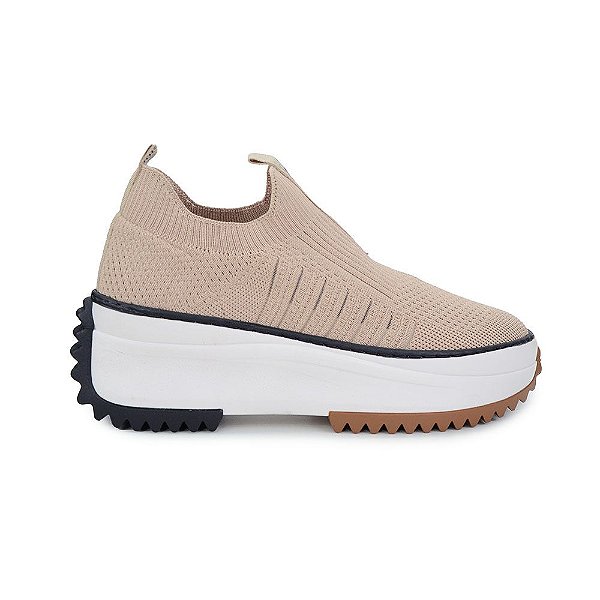 Tênis Feminino Giulia Domna Plataforma Knit Marrom - 477013
