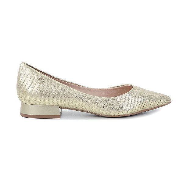 Sapato Feminino Bottero Couro Metal Dourado - 354805