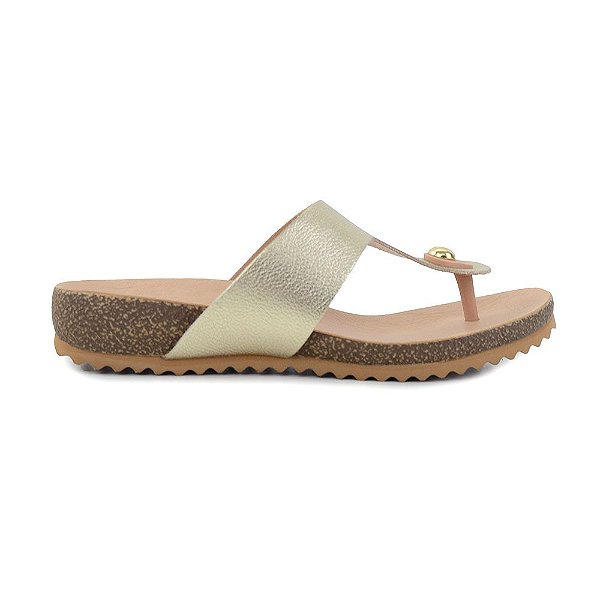 Chinelo Feminino Bottero Couro Dourado - 353123