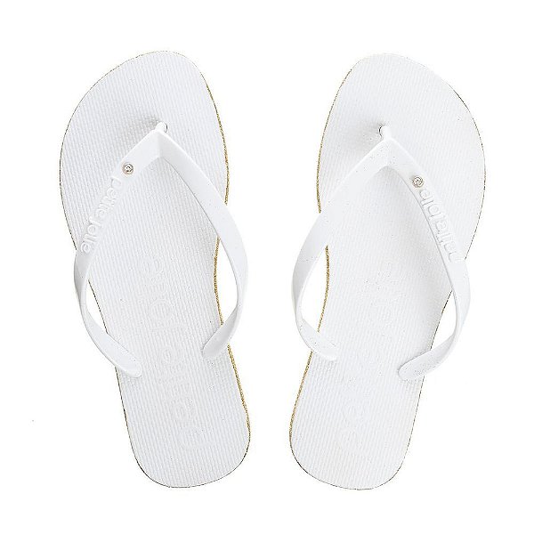 Chinelo Feminino Petite Jolie Dedo Branco Ouro - PJ6970