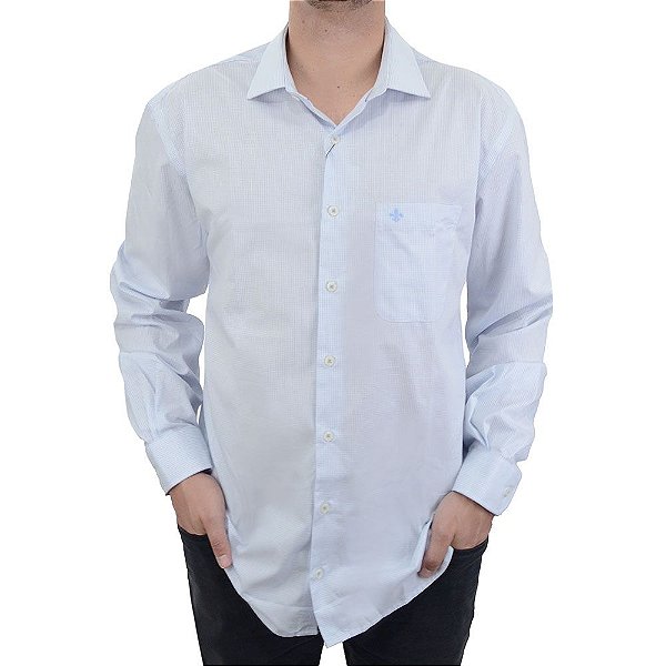 Camisa Masculina Dudalina ML Comfort Fit Xadrez Azul Plus Size - 5304281