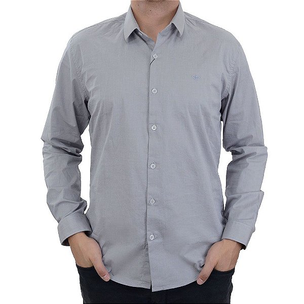 Camisa Masculina Docthos Slim Cinza Gelo - 249840