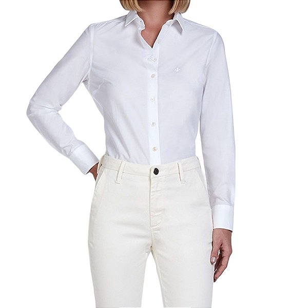 Camisa Feminina Dudalina ML Luxury Slim Branca - 530103
