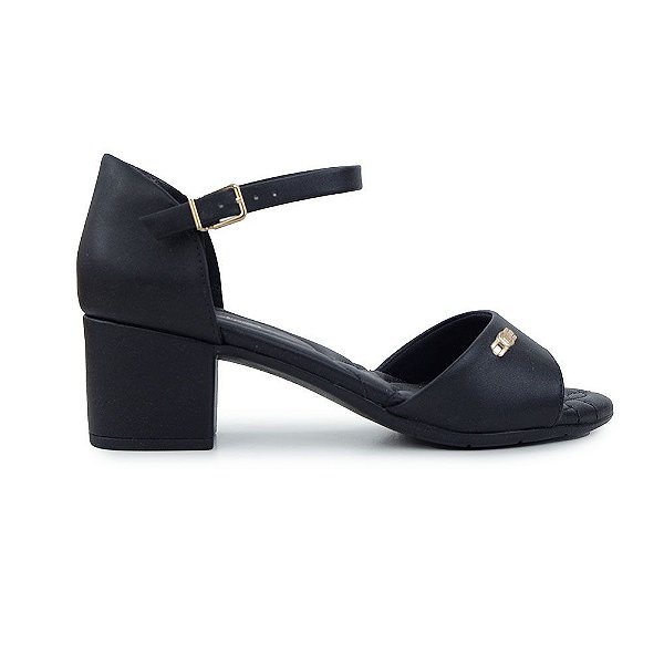 Sandália Feminina Comfortflex Salto Bloco Preta - 2357
