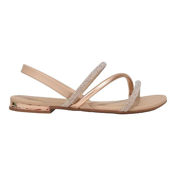 Sandália Rasteira Feminina Beira Rio Strass Bege - 82638