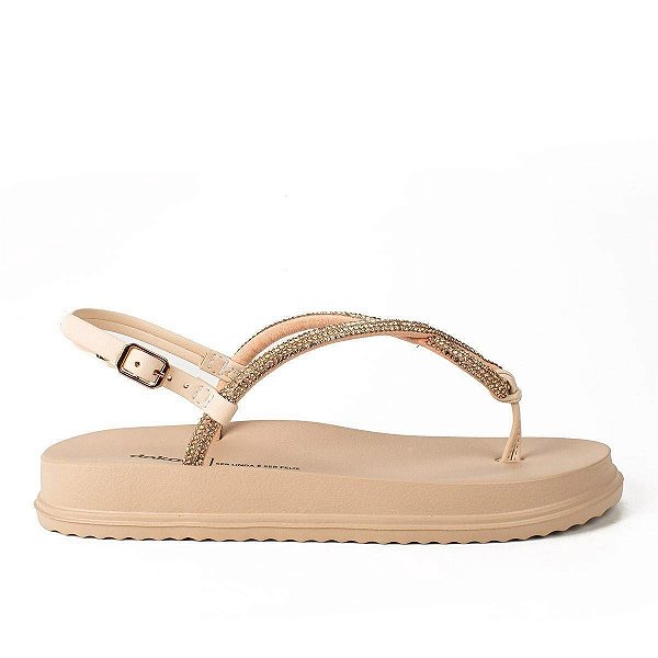 Sandália Feminina Dakota Flatform Rives Tule Bege - Y6241