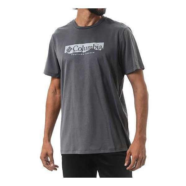 Camiseta Masculina Columbia MC Box Treeline Cinza - 321042
