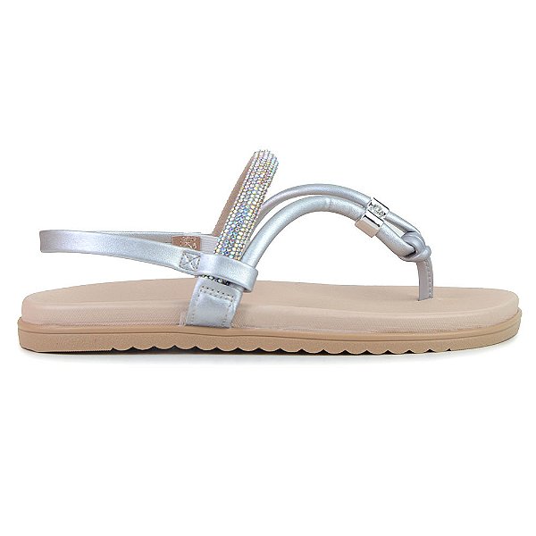 Sandália Feminina Beira Rio Aurora Boreal Prata - 8529
